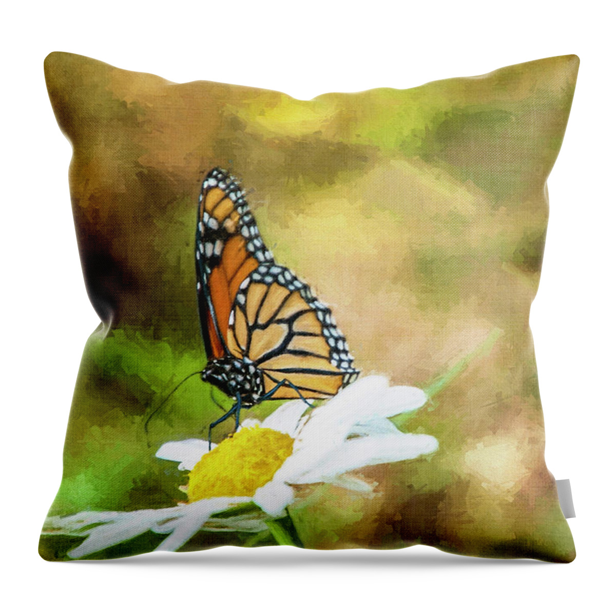 Butterfly Throw Pillow featuring the photograph Garden Visitor by Cathy Kovarik