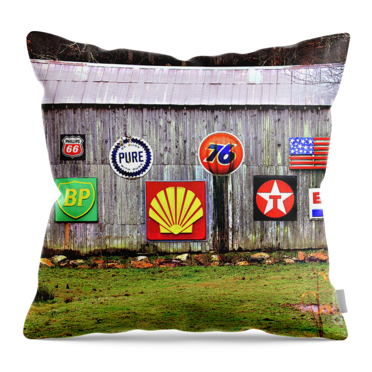 Gas From The Past Throw Pillow featuring the photograph Gas from the Past by Jennifer Robin