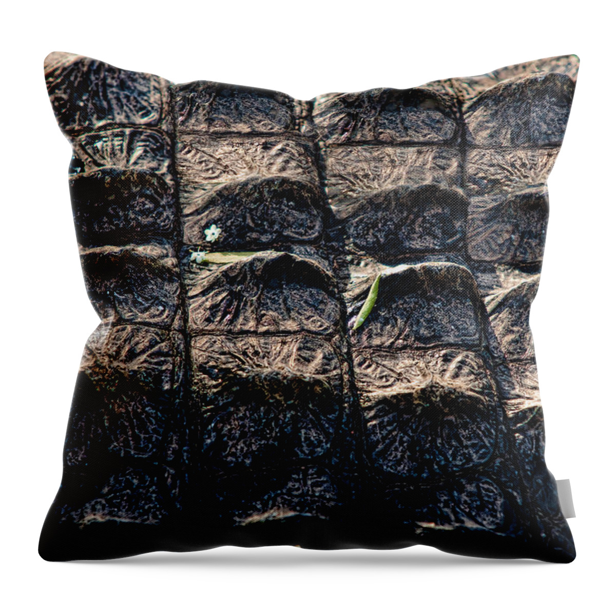Alligator Throw Pillow featuring the photograph Gator Armor by Christopher Holmes