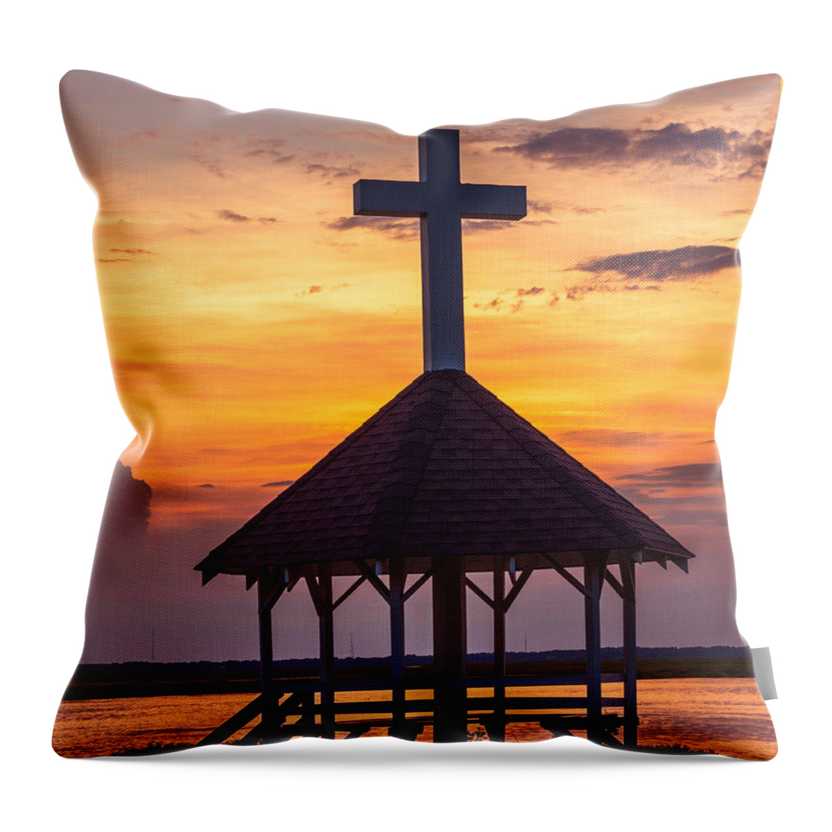 Epworth By The Sea Throw Pillow featuring the photograph Gazebo at Epworth By The Sea - Vertical by Chris Bordeleau