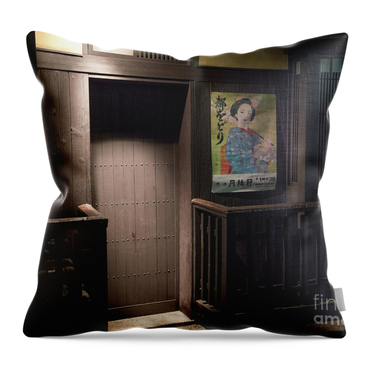 Travel Throw Pillow featuring the photograph Geisha Tea House, Gion, Kyoto, Japan 2 by Perry Rodriguez