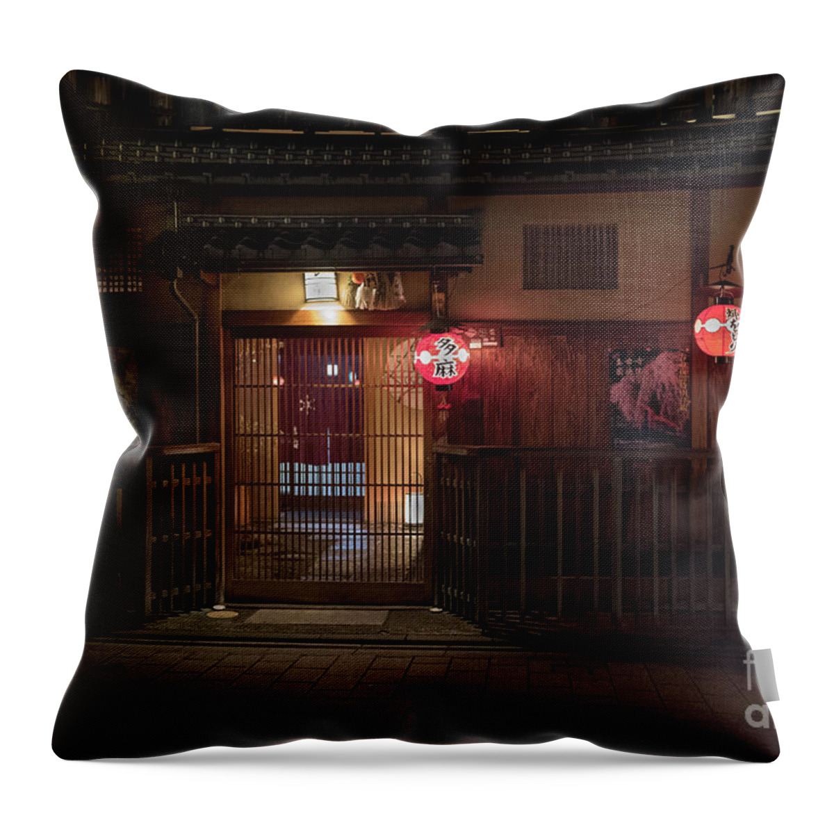 Travel Throw Pillow featuring the photograph Geisha Tea House, Gion, Kyoto, Japan by Perry Rodriguez