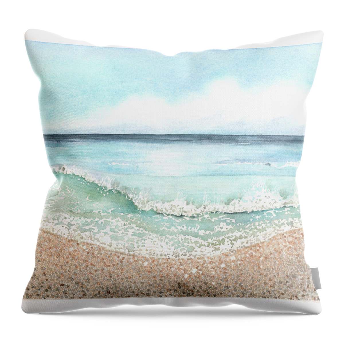 Beach Throw Pillow featuring the painting Gentle Waves by Hilda Wagner