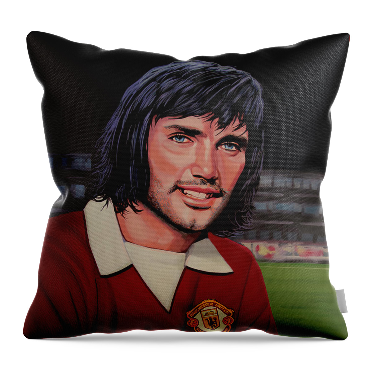 George Best Throw Pillow featuring the painting George Best Painting by Paul Meijering