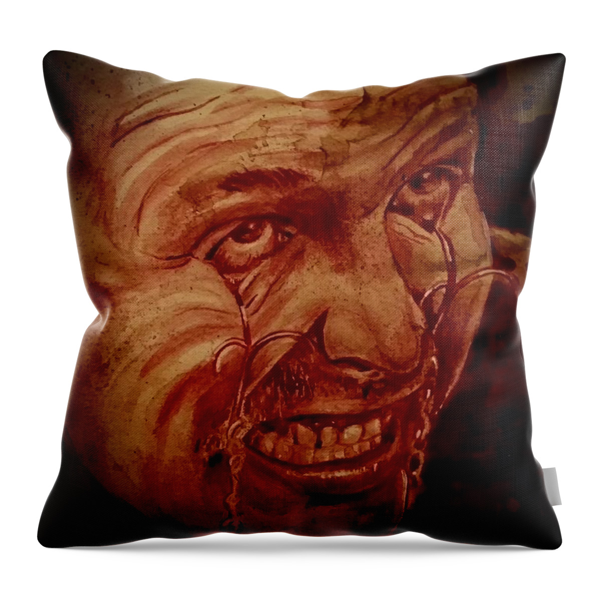 George The Giant Throw Pillow featuring the painting George The Giant by Ryan Almighty