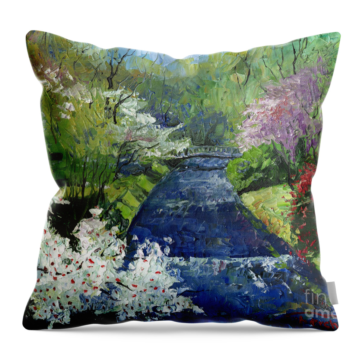 Oil Throw Pillow featuring the painting Germany Baden-Baden Spring by Yuriy Shevchuk