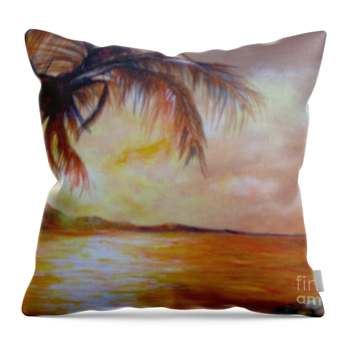 Caribbean Throw Pillow featuring the painting Getaway by Saundra Johnson