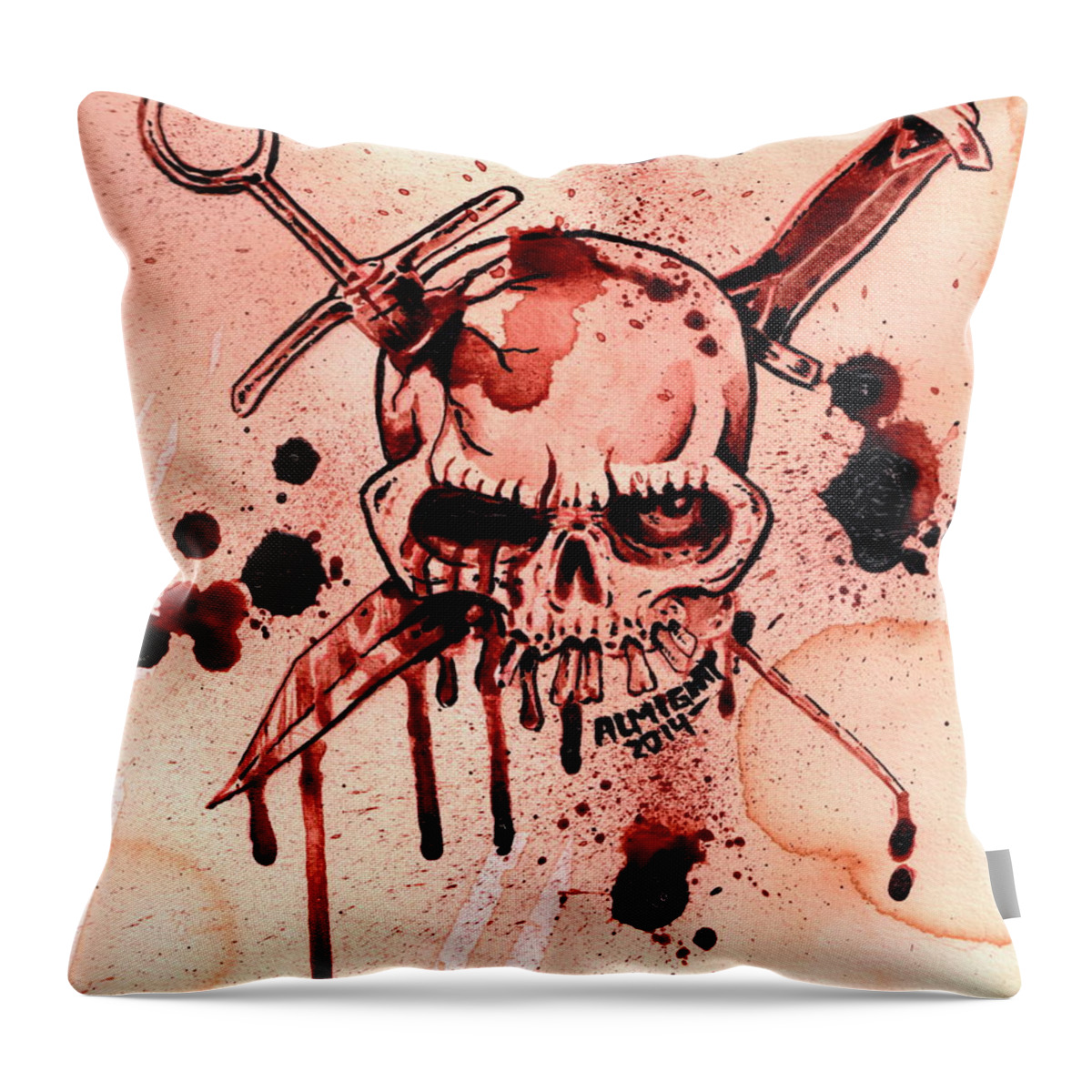  Throw Pillow featuring the painting GG Allin / Murder Junkies Logo by Ryan Almighty