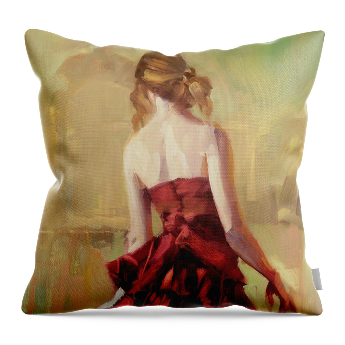 Dance Throw Pillow featuring the painting Girl in a Copper Dress II by Steve Henderson