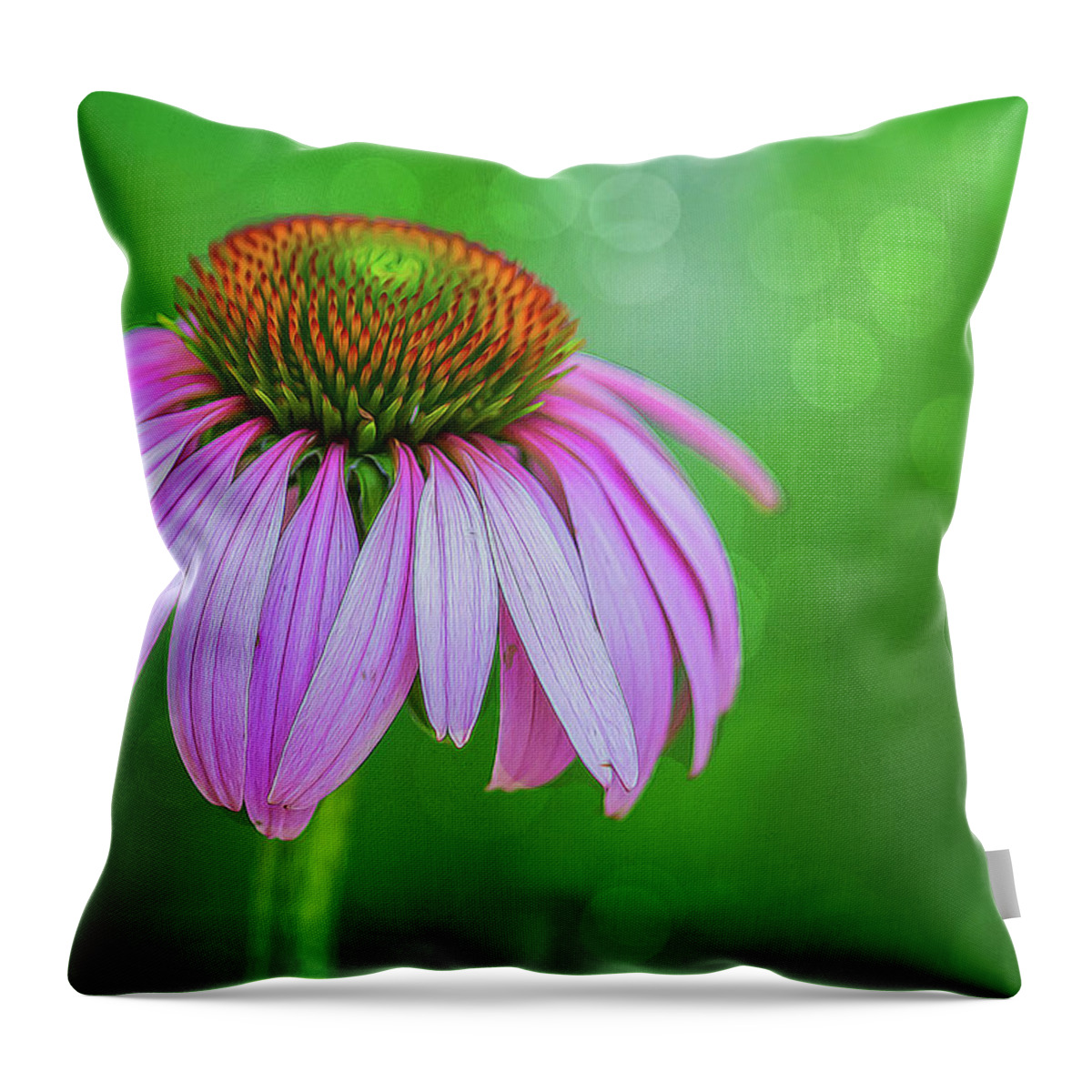Flower Throw Pillow featuring the photograph Glowing Cone Flower by Cathy Kovarik
