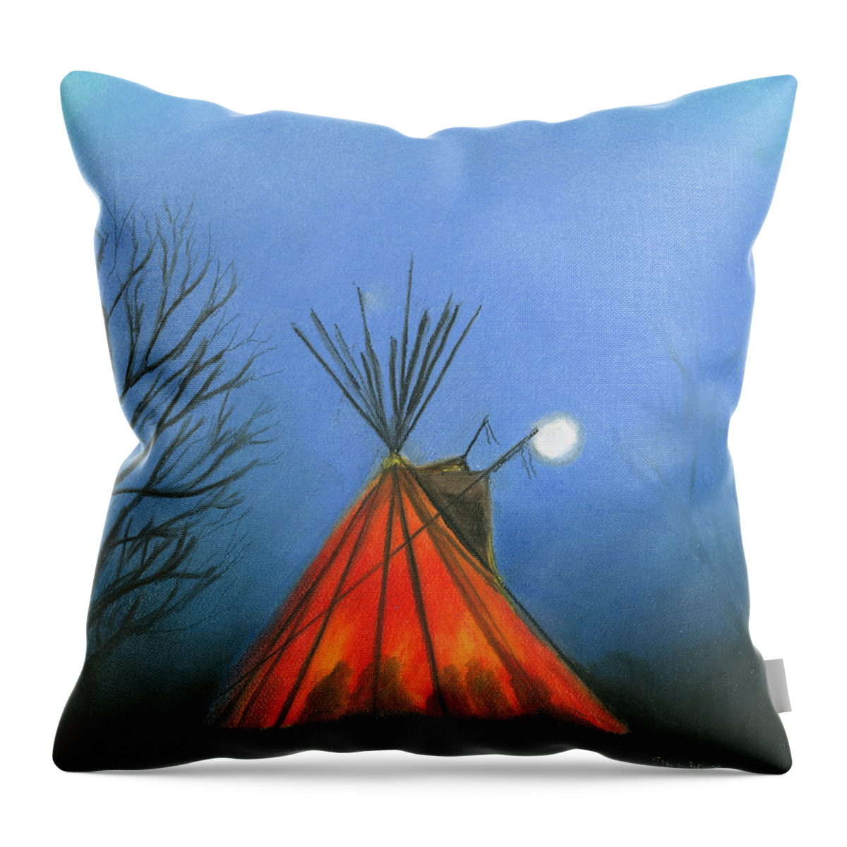 Tepee Throw Pillow featuring the pastel Glowing Tepee by Sheila Johns