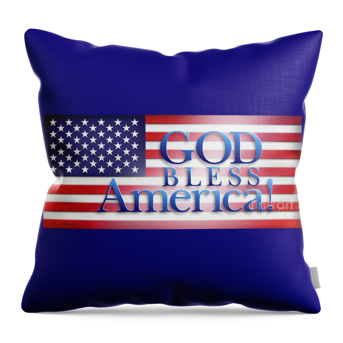 God Bless America Throw Pillow featuring the mixed media God Bless America by Shevon Johnson