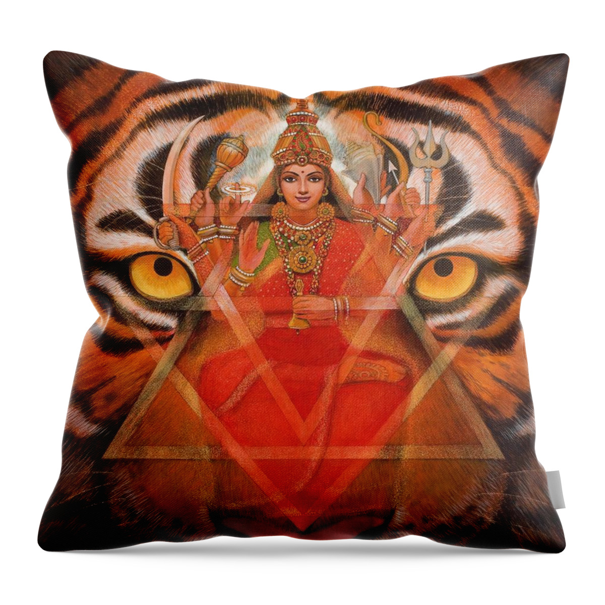 Durga Throw Pillow featuring the painting Goddess Durga by Sue Halstenberg