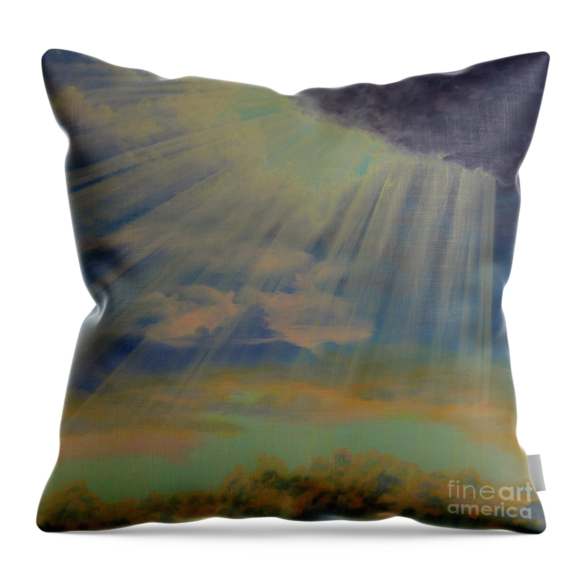 Landscape Throw Pillow featuring the painting God's Light by Cheryl Fecht