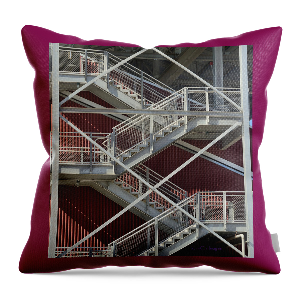 Metal Stairs Throw Pillow featuring the photograph Going Up by Kae Cheatham