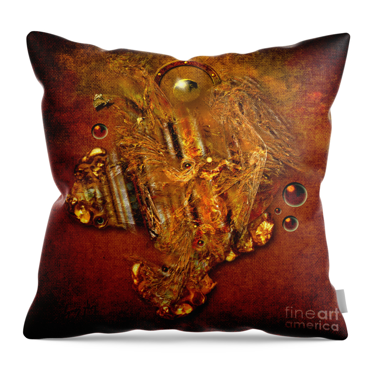 Angel Throw Pillow featuring the painting Gold Angel by Alexa Szlavics