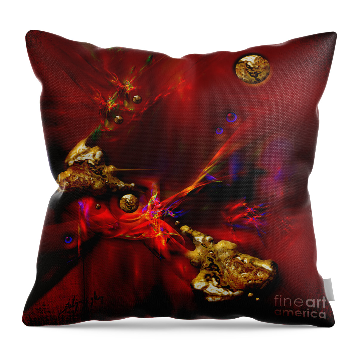 Gold Throw Pillow featuring the painting Gold foundry by Alexa Szlavics