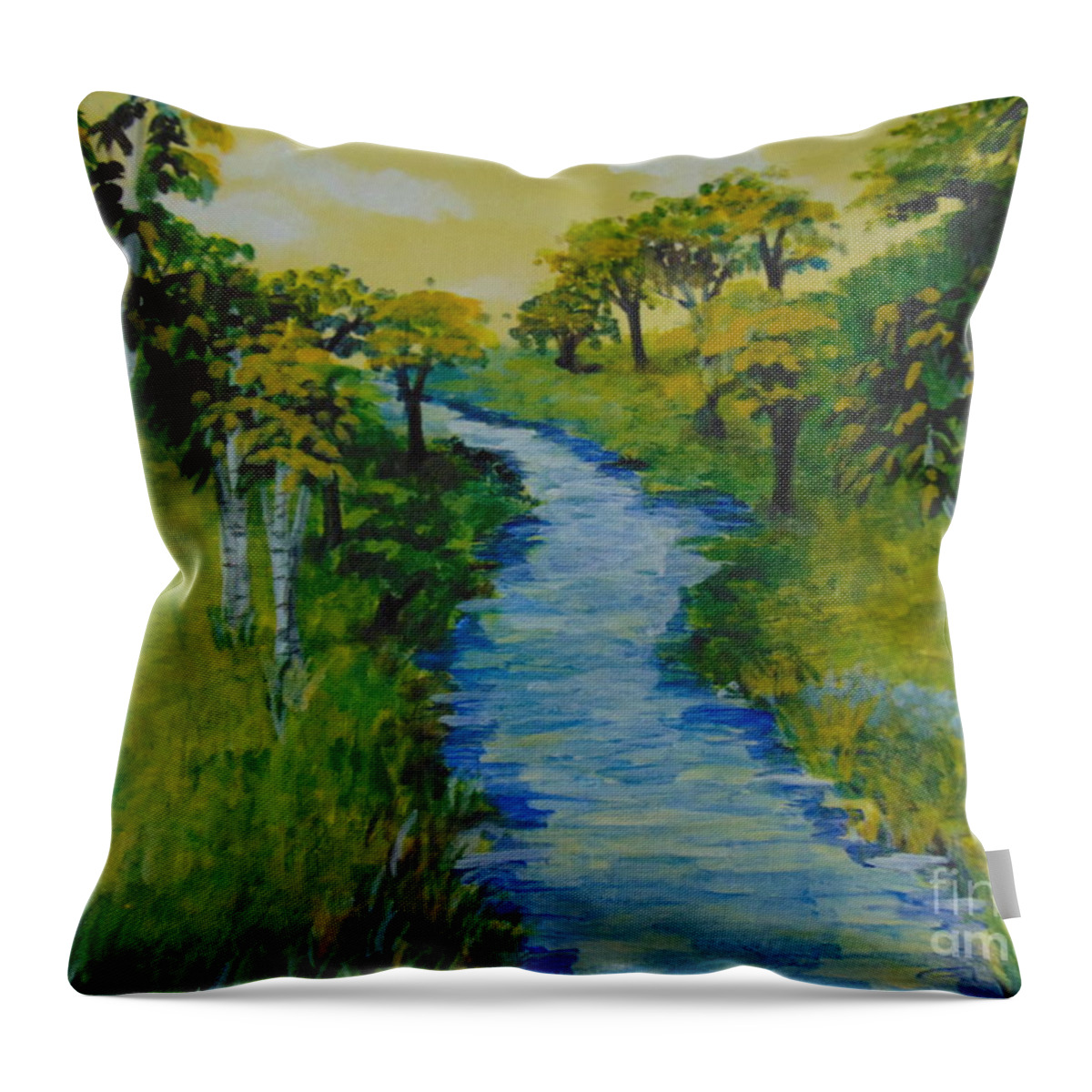 Trees Throw Pillow featuring the painting Golden Aspens by Saundra Johnson