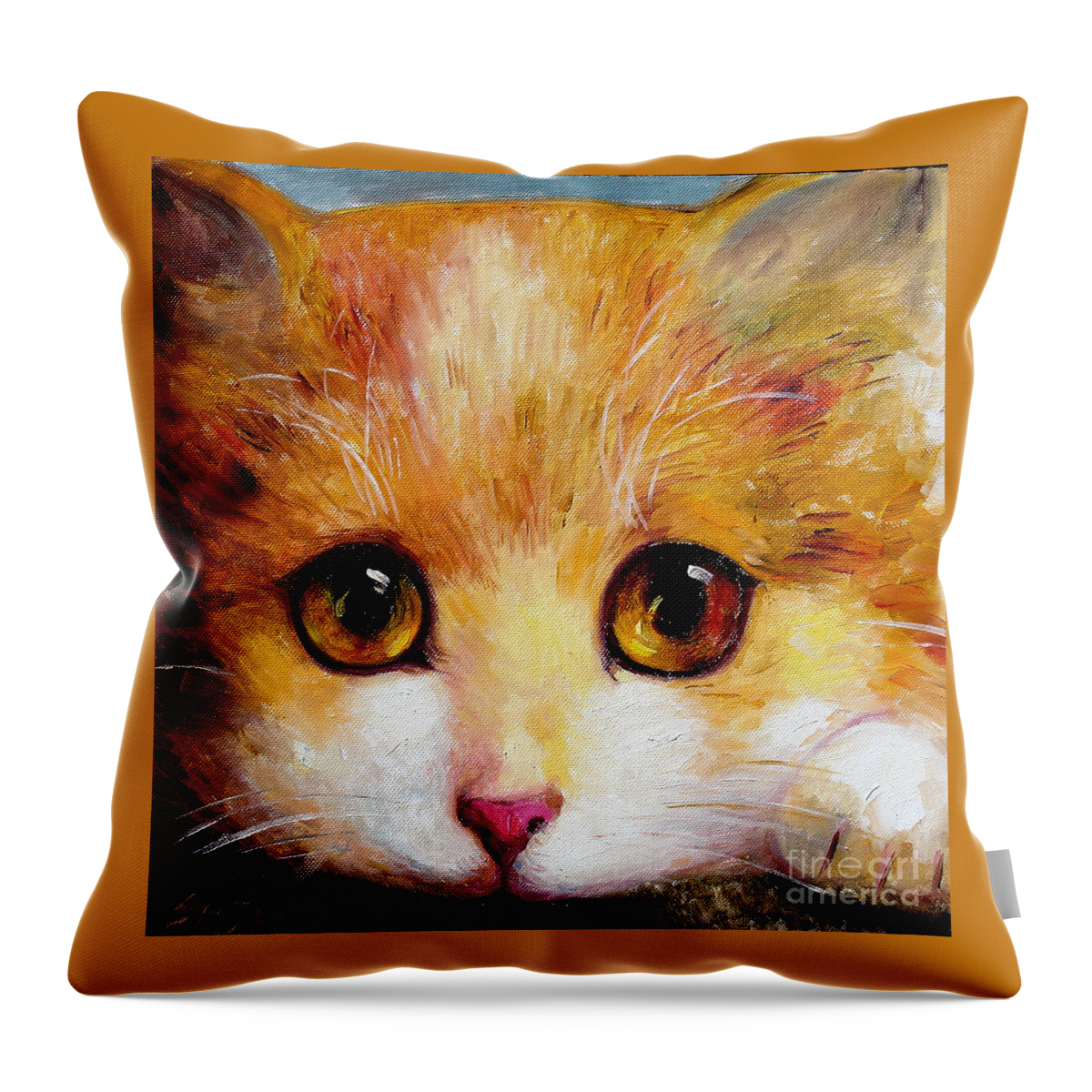 Portrait Throw Pillow featuring the painting Golden Eye by Shijun Munns