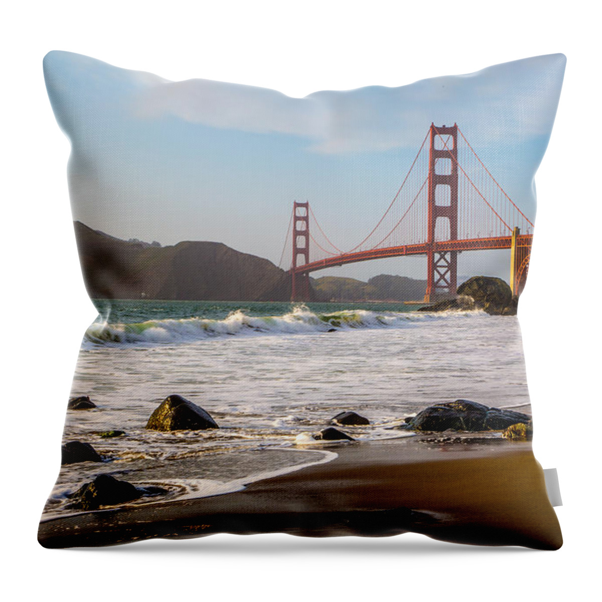 Golden Gate Bridge Throw Pillow featuring the photograph Golden Gate Bridge by Lev Kaytsner