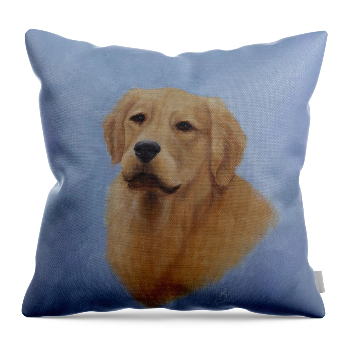 Animal Art Throw Pillow featuring the painting Golden Retriever Portrait by Monica Burnette