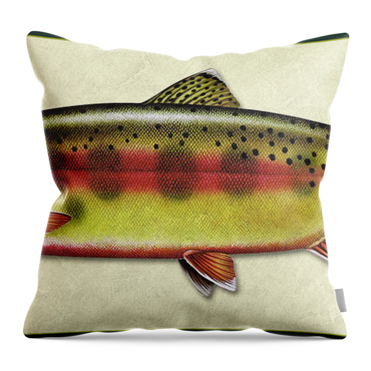 Jon Q Wright Fish Id Print Golden Trout Flyfishing Fly Freshwater Throw Pillow featuring the painting Golden trout ID by Jon Q Wright