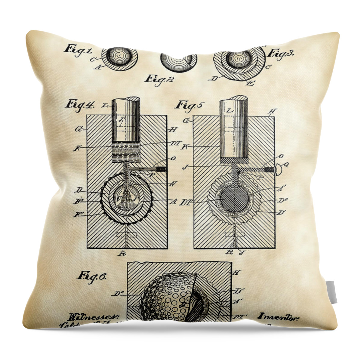 Patent Throw Pillow featuring the digital art Golf Ball Patent 1902 - Vintage by Stephen Younts