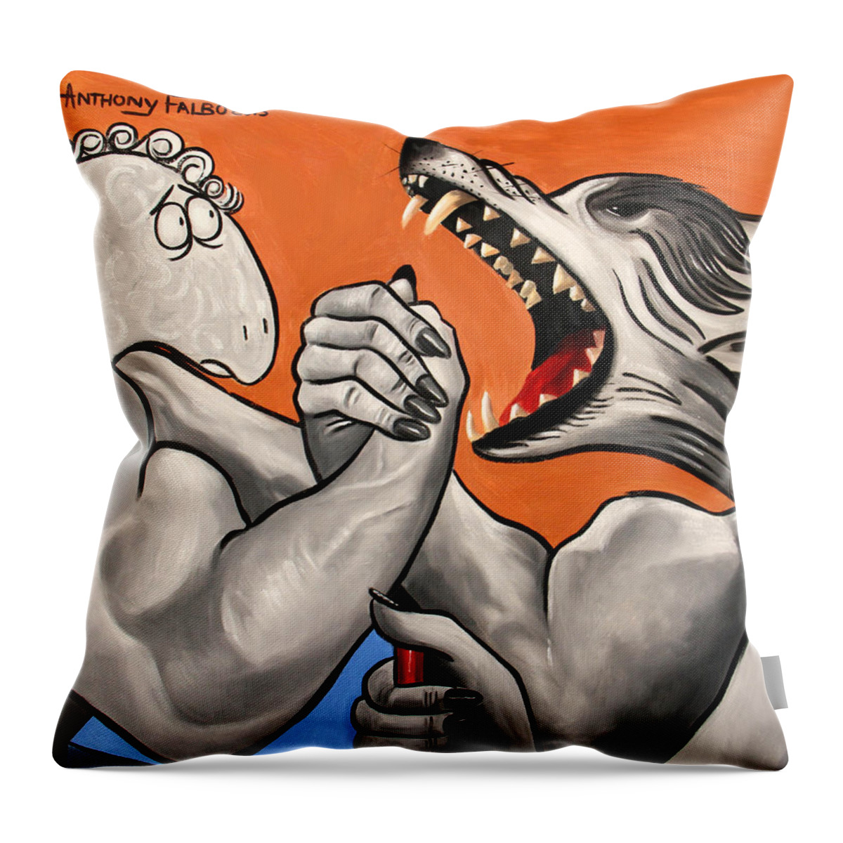Good Verse Evil Throw Pillow featuring the painting Good Verse Evil by Anthony Falbo