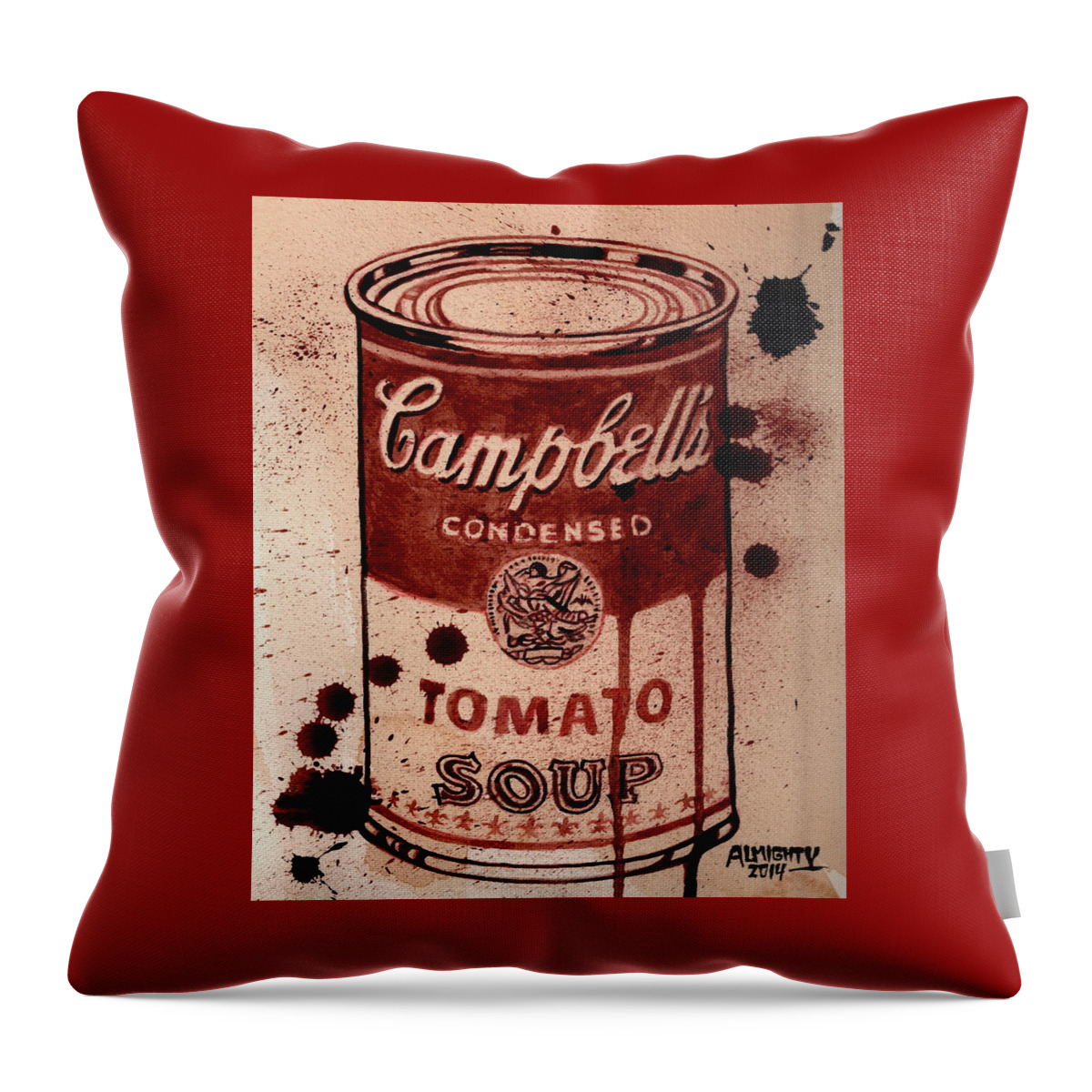 Andy Warhol Throw Pillow featuring the painting Gorehol by Ryan Almighty