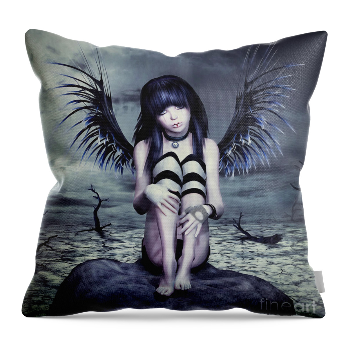 Goth Fairy Throw Pillow