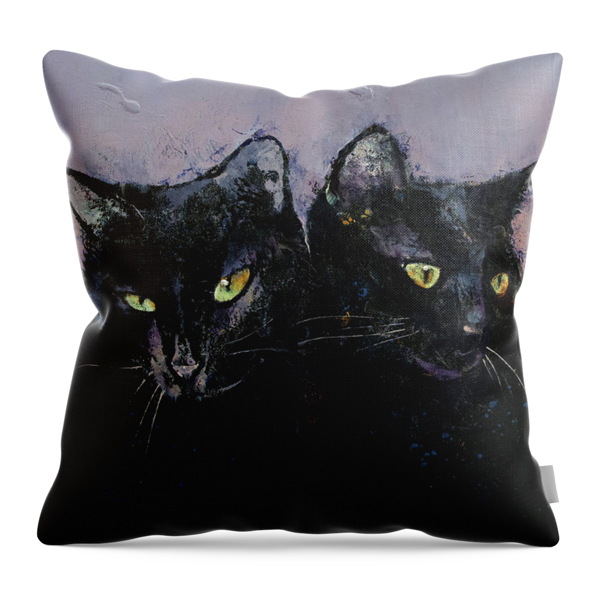 Abstract Throw Pillow featuring the painting Gothic Cats by Michael Creese