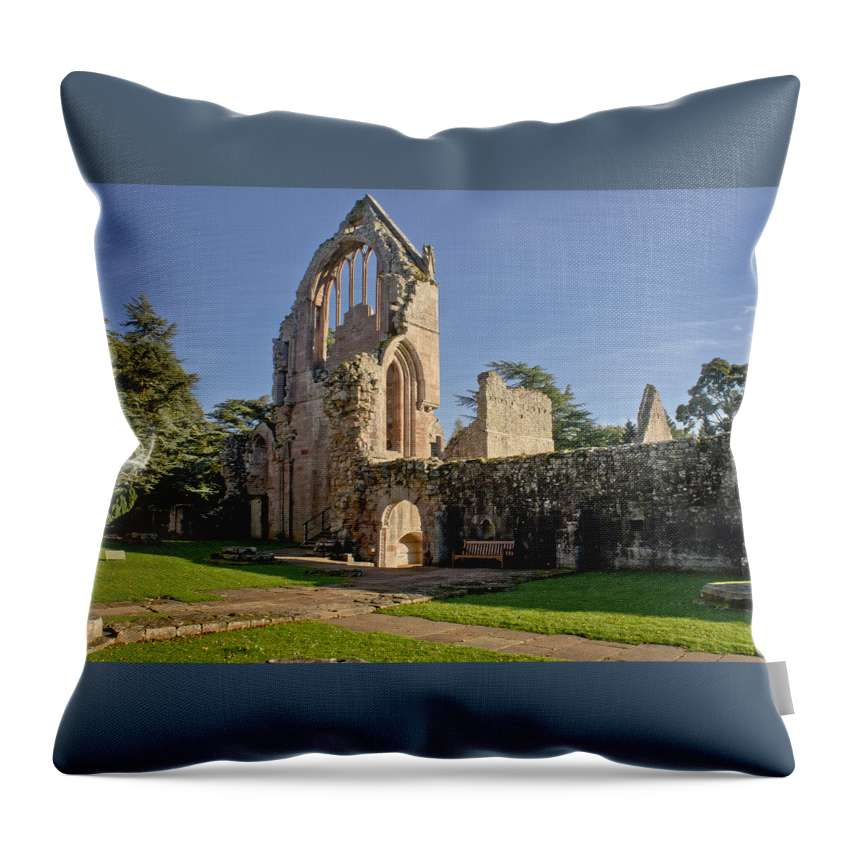 Ruins Throw Pillow featuring the photograph Gothic ruins. Dryburgh Abbey. by Elena Perelman
