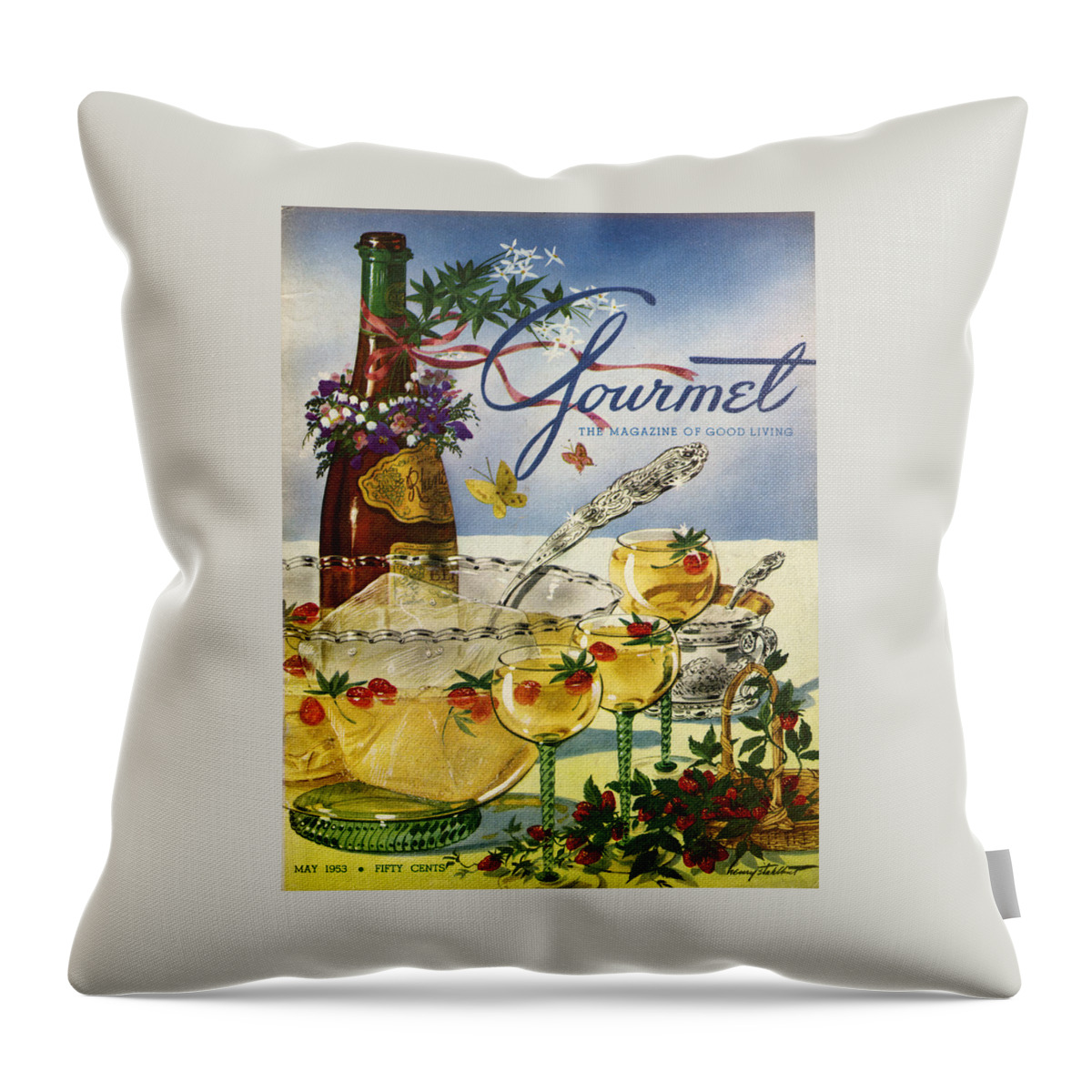 Gourmet Cover Featuring A Bowl And Glasses Throw Pillow