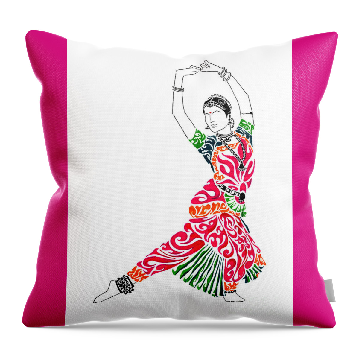 Bharatanatyam Throw Pillow featuring the painting Grace by Anushree Santhosh