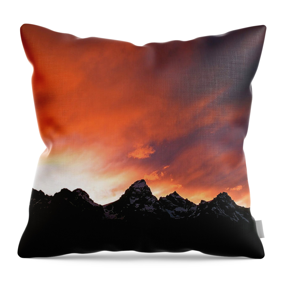 Tetons Throw Pillow featuring the photograph Grand Teton Sunset by Ted Keller