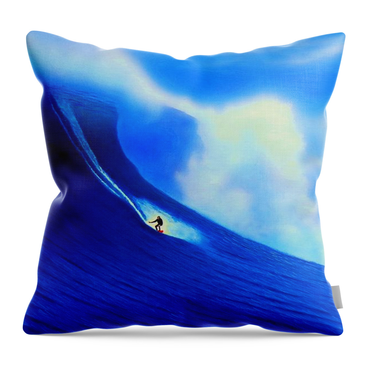 Surfing Throw Pillow featuring the painting Cortes Bank 2008 by John Kaelin