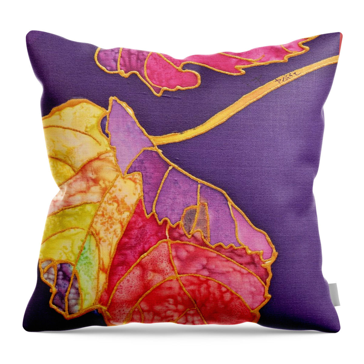  Throw Pillow featuring the painting Grape Leaves by Barbara Pease