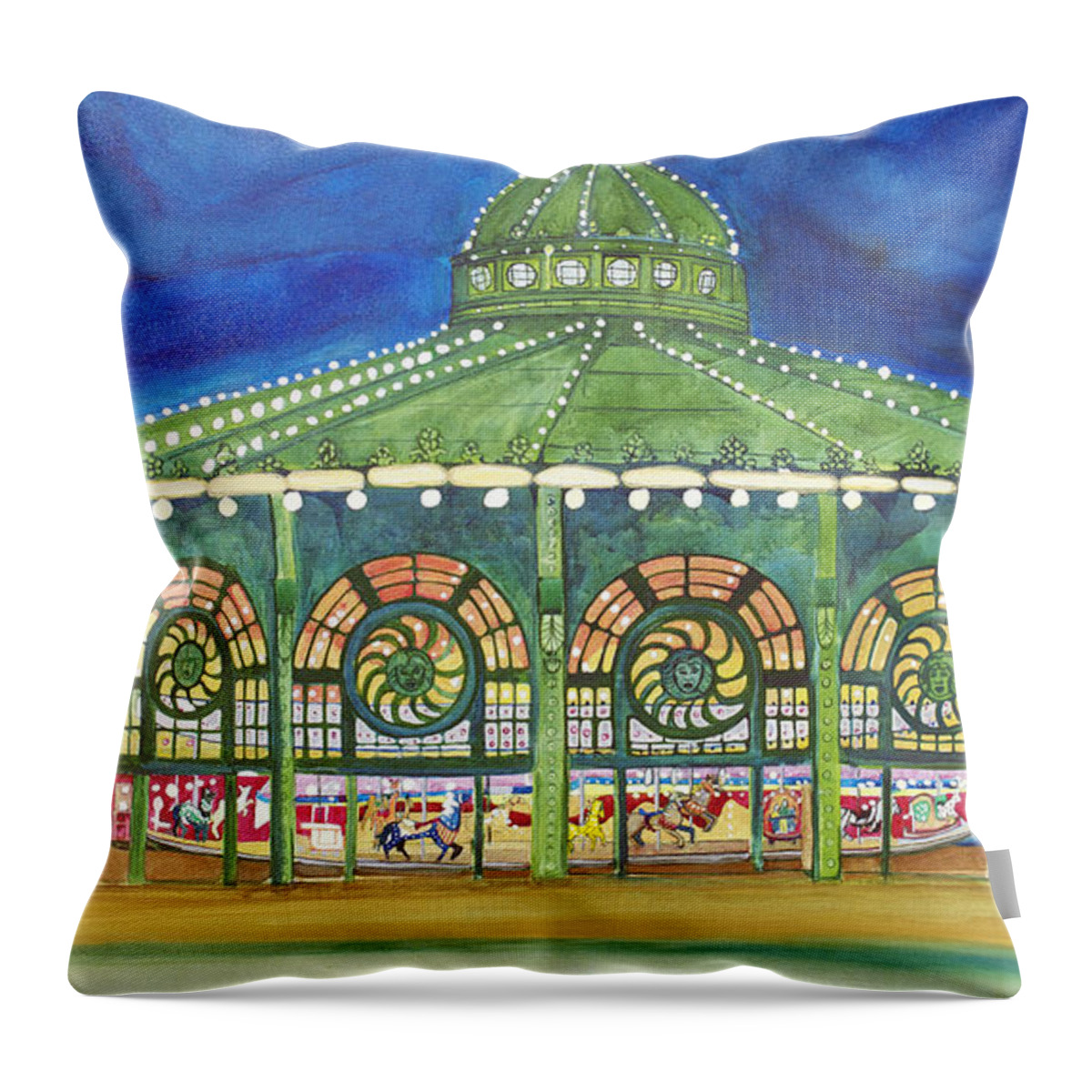 Night Paintings Of Asbury Park Throw Pillow featuring the painting Grasping the Memories by Patricia Arroyo