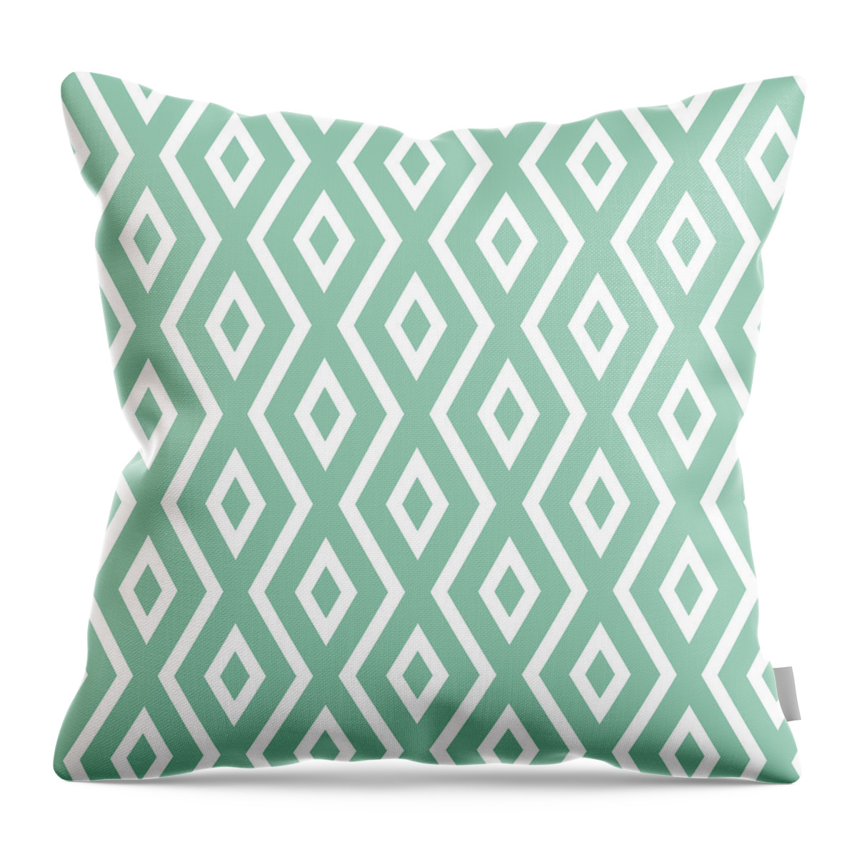 Green Pattern Throw Pillow featuring the mixed media Green Diamond Pattern by Christina Rollo