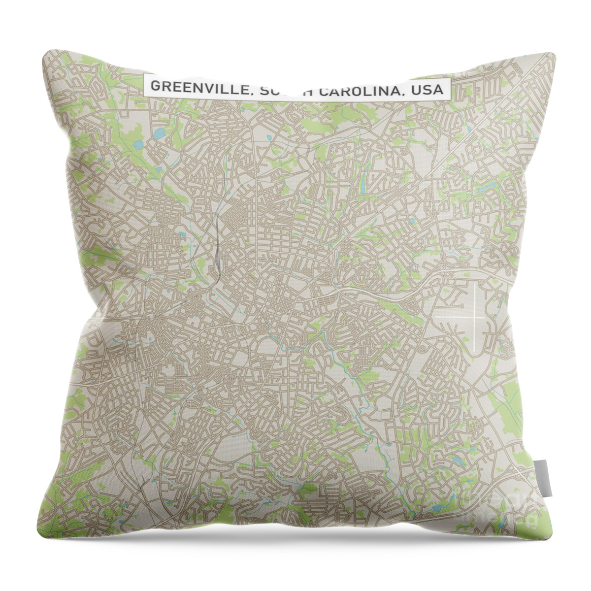 Greenville Throw Pillow featuring the digital art Greenville South Carolina US City Street Map by Frank Ramspott