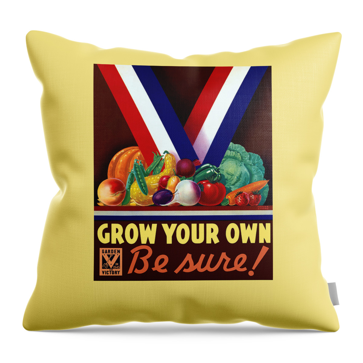 Wwii Throw Pillow featuring the painting Grow Your Own Victory Garden by War Is Hell Store
