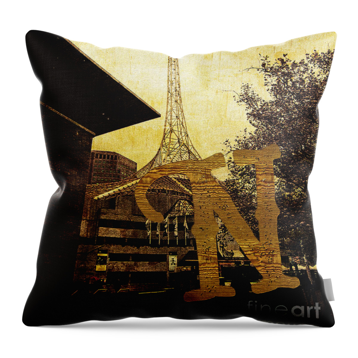 National Throw Pillow featuring the photograph Grungy Melbourne Australia Alphabet Series Letter N National Gal by Beverly Claire Kaiya