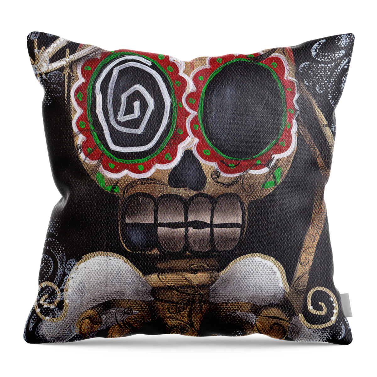 Day Of The Dead Throw Pillow featuring the painting Guardian Angel by Abril Andrade