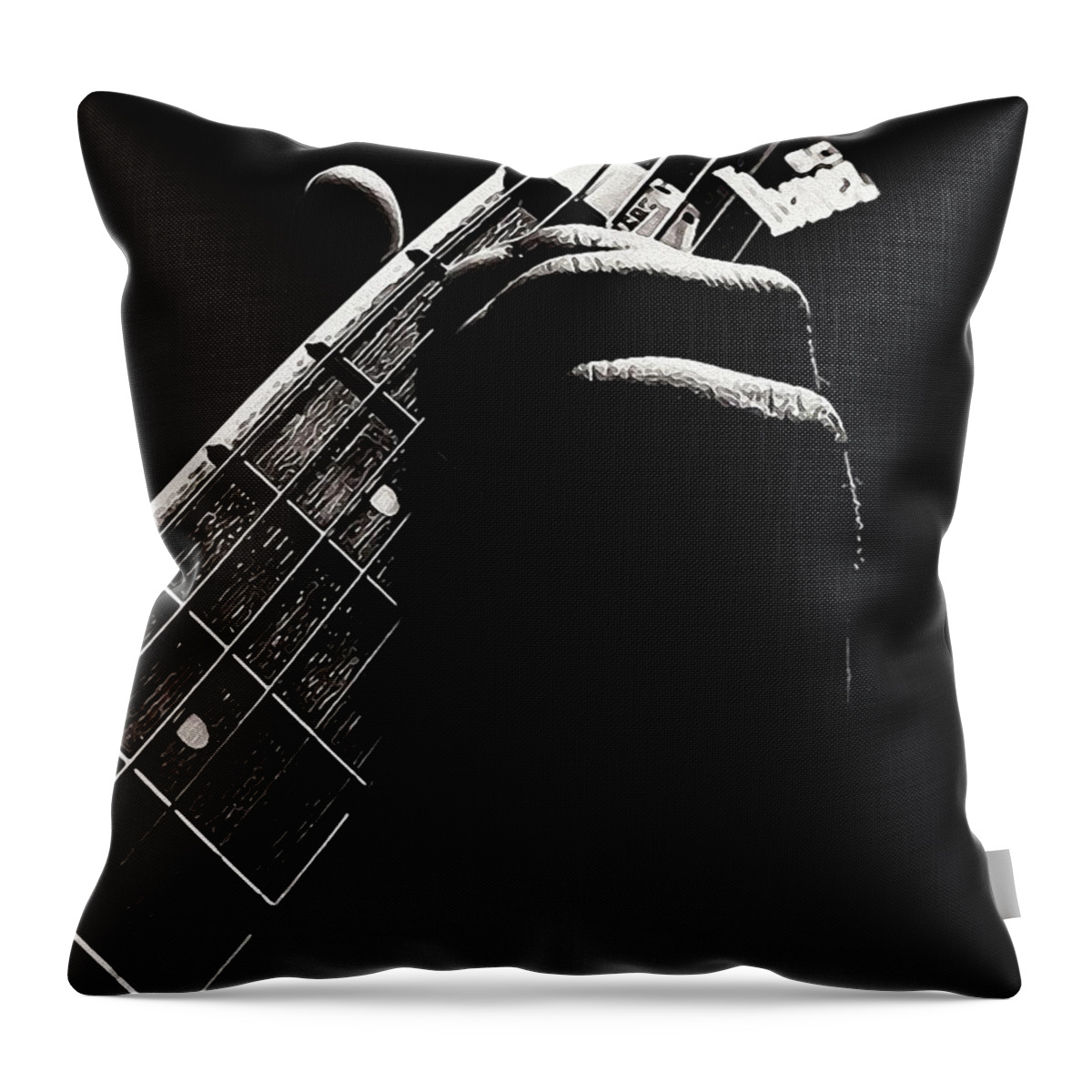 Guitar Throw Pillow featuring the painting Guitars details - 01 by AM FineArtPrints