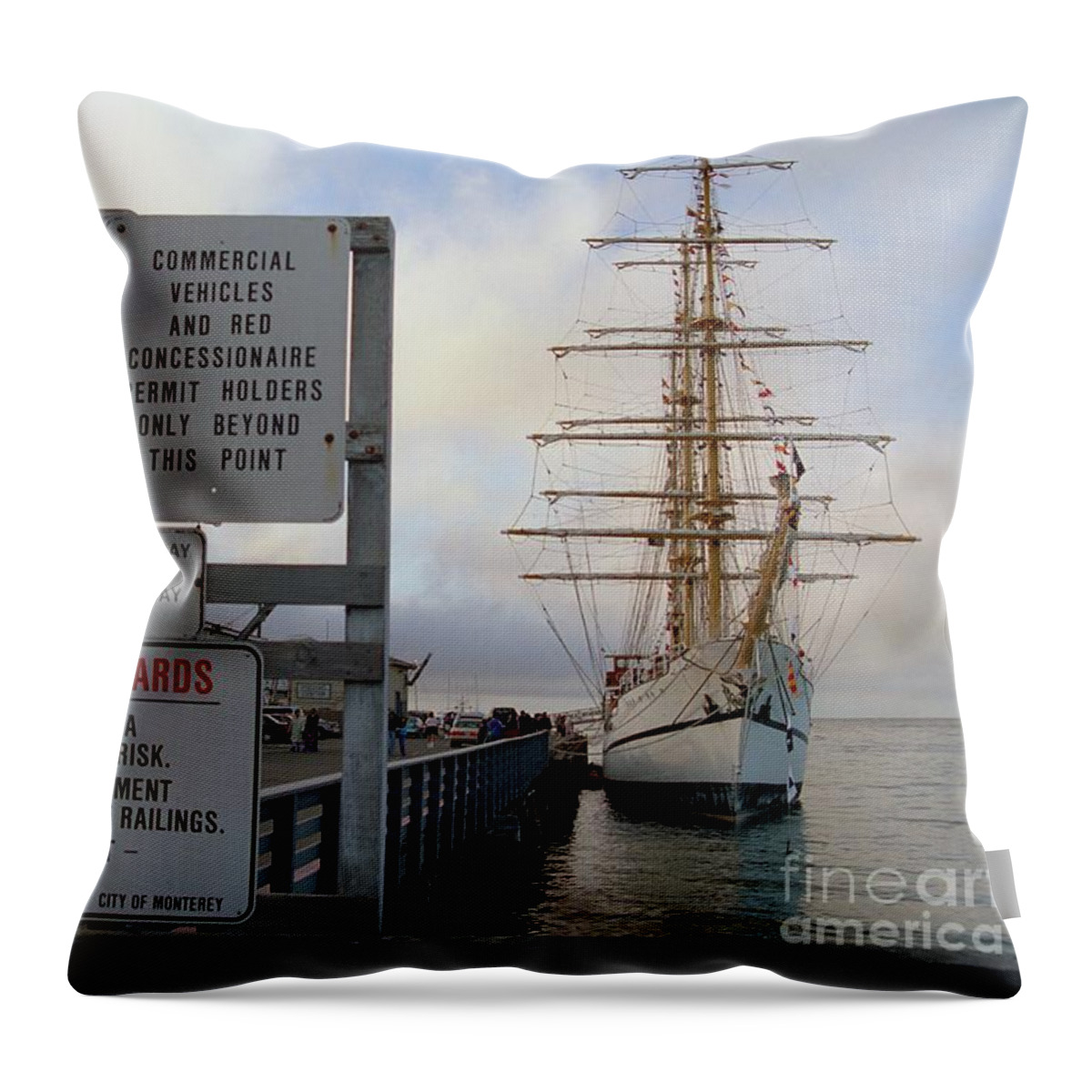 Guayas Throw Pillow featuring the photograph Guayas At Wharf 2 by James B Toy