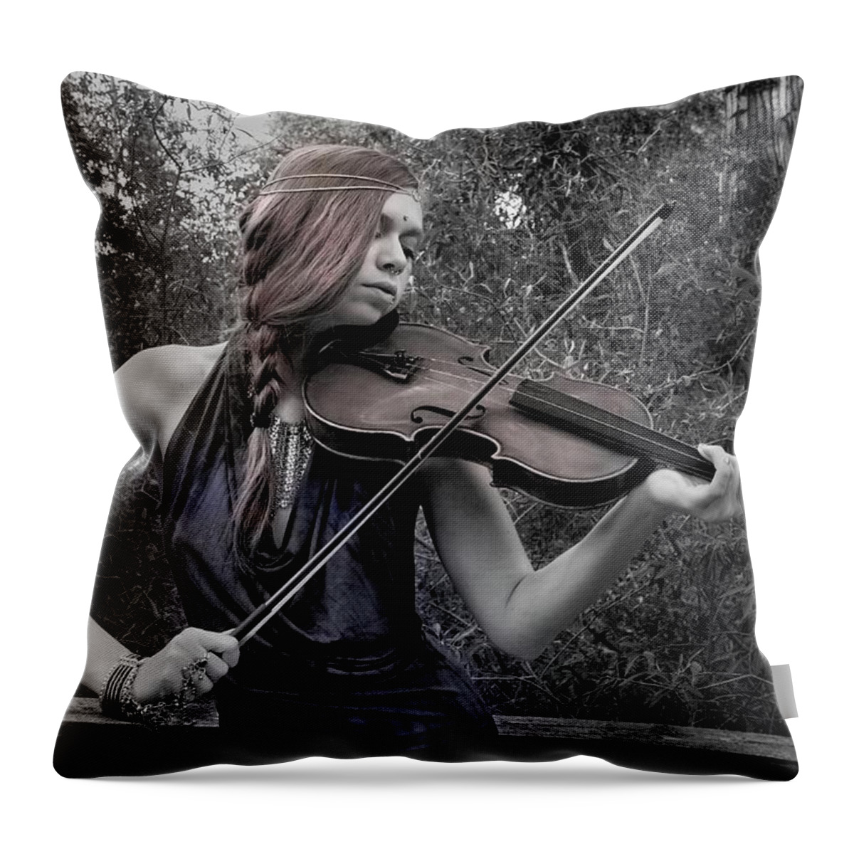 Photograph Throw Pillow featuring the photograph Gypsy Player II by Ron Cline