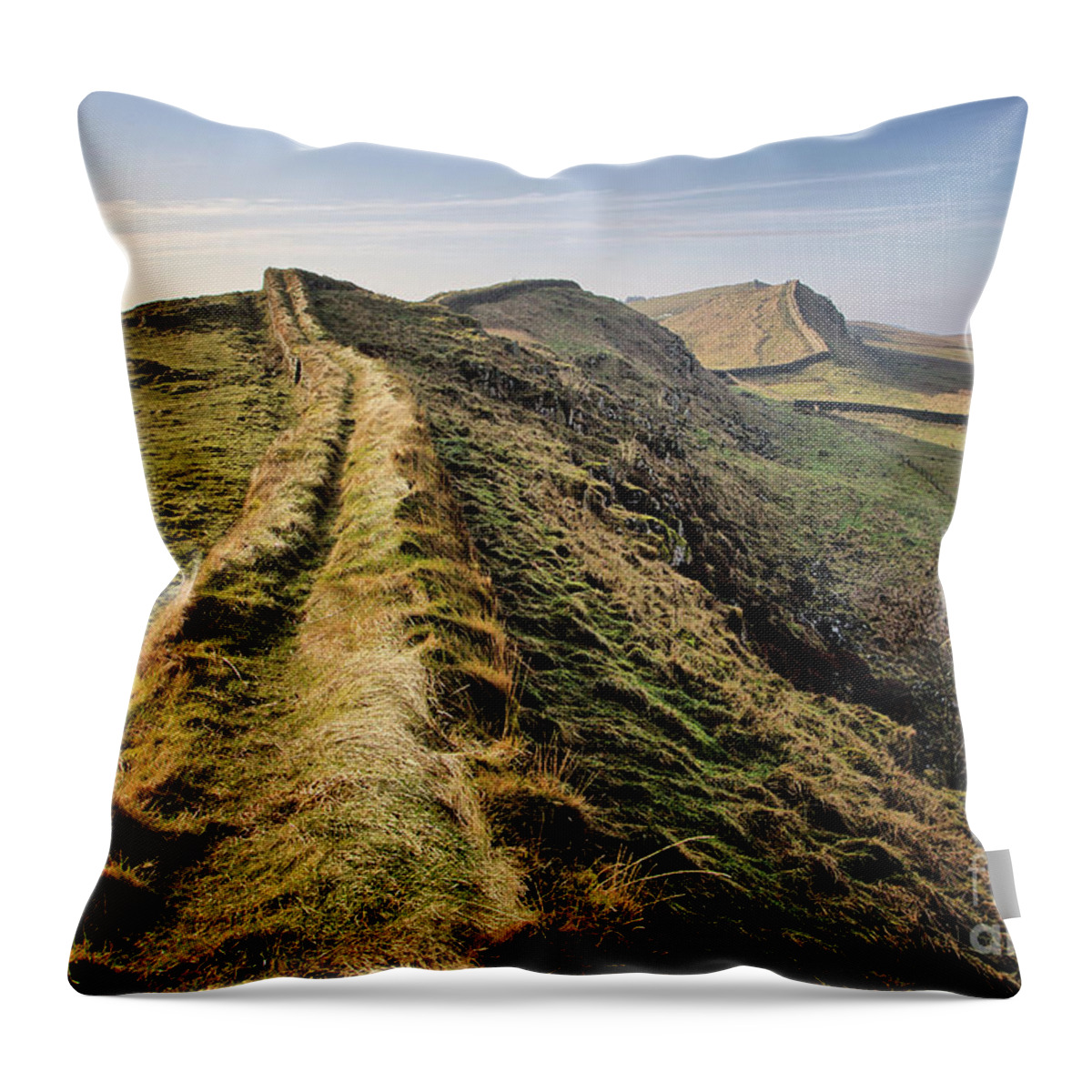 Hadrians Wall Throw Pillow featuring the photograph Hadrians Wall by Smart Aviation