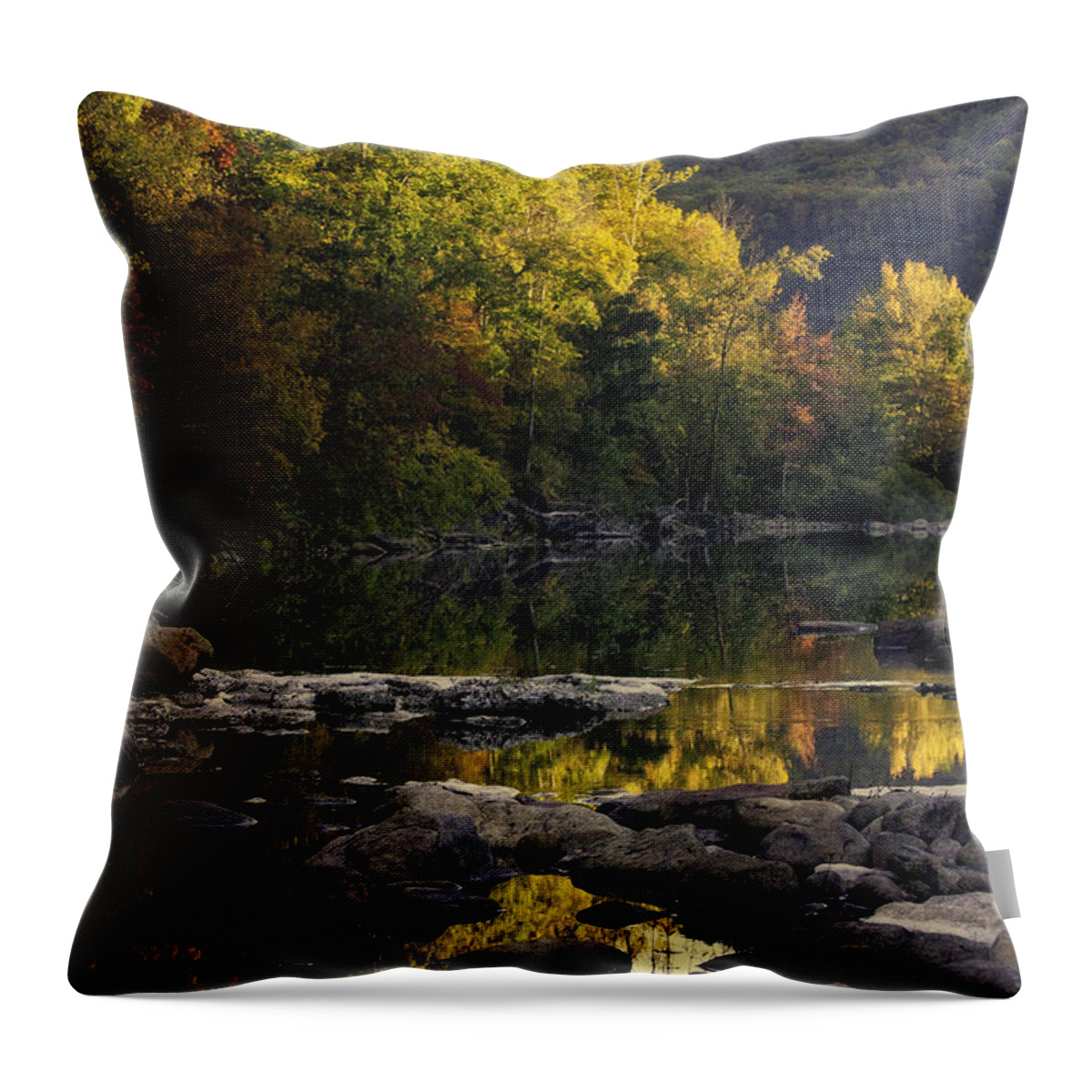 Fall Color Throw Pillow featuring the photograph Hailstone Sunrise Fall Color 2012 by Michael Dougherty