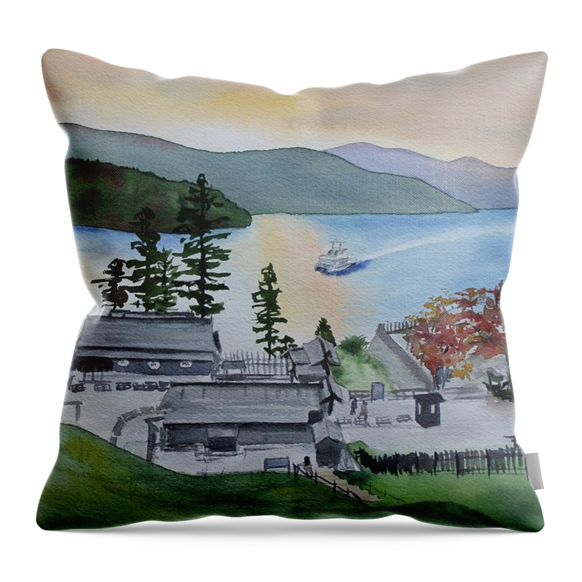 Hakone Throw Pillow featuring the painting Hakone Checkpoint by Kelly Miyuki Kimura