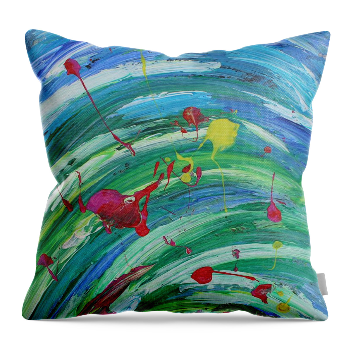 Happiness   Bliss Contentment Delight Elation Enjoyment Euphoria Exhilaration Jubilation Laughter Optimism  Peace Of Mind Pleasure Prosperity Well-being Beatitude Blessedness Cheer Cheerfulness Content Deliriums Ecstasy Enchantment Exuberance Felicity Gaiety Geniality Gladness Hilarity Hopefulness Joviality Lighthearted Merriment Mirth Joy Happy Throw Pillow featuring the painting Happiness by Sarahleah Hankes